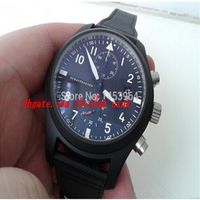 Ny Sapphirer Luxury Wristwatch Black 388001 3880 01 Pilotens japanska kvartsrörelse Kronograf Mänklockor285i