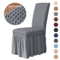 3D Seersucker Chair Cover Long Kjolstolskydd för matsal bröllop el bankett stretch spandex heminredning hög rygg 220512