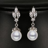 Emmaya Fashion Marquise Shape Cz Pearl Earring White Gold Color Bridal Wedding Earring New Arrival Beautiful Gift330o
