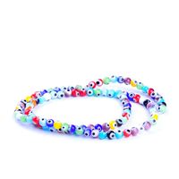 97pcs string 4mm colors mixed round shape evil eye beads lampwork glazed glass beads for bracelet necklace DIY jewelry making292E
