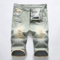 Mentime à hommes en denim Motocycle Shorts en jean créateur de mode gratté zipper Retro Big Size Pantalons jeans courts 28-40