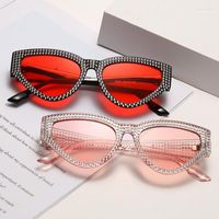 Güneş gözlükleri moda kedi gözü elmas tasarımlı kadınlar kişilik güneş gözlükleri tonları uv400 gözlük oculos de solsunglassessunglasses