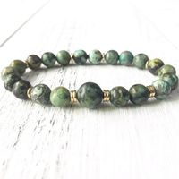 Charm Bracelets 2022 STYLE AFRICAN Turquoises Bracelet Fashion Gift For Men Wrist Jewelry Green Beads Elasticity Yoga Mala