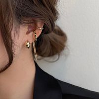 Hoop & Huggie Trendy Cool Irregular Metal Chain Ear Clip Suit Earrings For Women Hypoallergenic Korean EarringsHoop