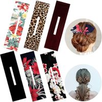 50 Pieces Deft Bun Hair Maker Magic Donut French Hairstyle Twist Summer Headband Print Hairpin Flexible Multi Color For Women