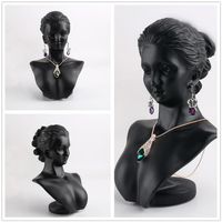 Boutique Counter Black Resin Lady Figure Mannequin Display Bust Stand Jewelry Rack for Necklace Pendant Earrings MX200810219H