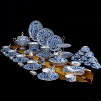 Jingdezhen Luxury Dinnerware Defines China de esmalte China Blue e White Imperial Style 86 PCs Cloisonne Bowls Bigs