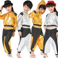 Ballroom boys dancing Outfits Hooded New KId Girls Sequined Performance Stage wear Modern Jazz Hip Hop Dance Costume Top&Pants250c