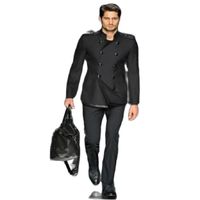 Erkek Suit Blazers Moda Stand Yakası Çift Kırık Erkekler Takım Siyah Klasik Sağdısmen Düğün İş İnce Fit Elbise 2 Pi
