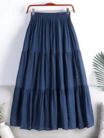 Jupes Designer Chic Maxi Jirt femme 2022 Summer A-Line Solid Patchwork minimaliste en lin plissé Jupe Femmeskirts
