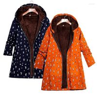 Abrigos de ropa exterior de talla grande para mujeres abrigos diseñados de invierno algodón tibio 5xl impresión con capucha t espesante ropa de algodón longitud de algodón Elro2
