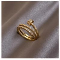 Korea Fashion Schmuck exquisit 14K Real Gold Plated AAA Zirkon Ring Elegante Frauen Eröffnung verstellbares Hochzeitsgeschenk 220715