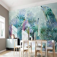 Wallpapers Hand-painted Tropical Plant Leaves Nordic Home Decor Custom Mural Bedroom Self-adhesive Wallpaper 3D Po Wall Paper