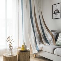 Curtain & Drapes Modern Striped Chenille Tulle Curtains For ...