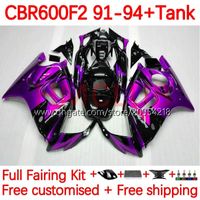 Body +Tank For HONDA CBR600 CBR 600 F2 FS CC 600F2 91-94 Bodywork 140No.302 600FS 600CC CBR600F2 91 92 93 94 CBR600-F2 CBR600FS 1991 1992 1993 1994 Fairing Kit new purple