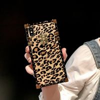 Luxury Trendy Leopard Print For iPhone 7 8 Plus X Xr Xs 11 12 13 Pro Max Fashion Geometric Square Phone Case Cover