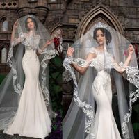 Véus de noiva elegantes renda de renda com 3m de comprimento de uma camada Catedral Comprimento dos véus de casamento de alta qualidade personalizados de alta qualidade