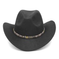 Boinas Mistdawn Autumn Winter Western Cowboy Hat Wide Brim Vacada Capilla Steampunk Style Satband Tamaño 56-58 CMBERETS