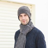Берецы мужчины вязаные длинные шляпные шляпные перчатки 3 куски набор человек 2022 зима теплые плюшевые защитные шарфы и сенсорный экран