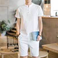 Ropa étnica 2022 Llegada verano Men de estilo chino Boutique Camisa de lino de algodón de alta calidad Sólido Sólido M-5XL 30390