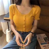Heliar Women V- neck Knitted Summer Thin T- Shirts Camisetas F...