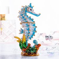 Objets décoratifs Figurines HD Box de bijou à bijouxt Crystal Bejeweled Emailled Seahip Bijoux Raguez à la main