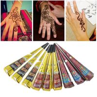 Temporary Tattoos Whole-2022 Tattoo Kit Henna Painted Cream Natural Cones Body Art Paint Mehandi Ink For Wedding 5 Colors299v