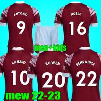 22 23 West Hams Bowen Rice Soccer Jerseys Benrahma Lanzini Antonio Yarmolenko Noble Fornals Dawson Vlasic Soucek 2022 2023 Jersey Football Shirt Kit Kit Kids Kits Kit