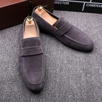 mens casual shoes black brown slip-on lazy shoe smoking slippers breathable cow suede leather loafers big size sneakers zapatos