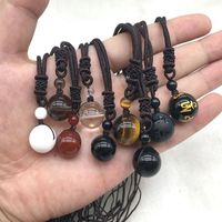 16mm Black Obsidian Ball Natural Stone Pendant Women Men Transfer Lucky Love Crystal Power Jewelry Gifts