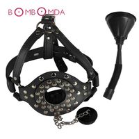 Bondage SM Games Trichter Mund Einlauf Sexspielzeug für Frau Knebel Leder Bindung Erwachsener Slave BDSM Tools220e