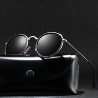 Runde polarisierte Sonnenbrille Männer Polaroid Sonnenbrille Frauen Metall Rahmen Schwarz Objektiv Brillen fahren Brille UV400