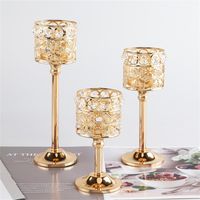 Titulares de velas Mini Soporte de cristal Decoración de metal en estalada Modelo de boda Mesa de boda Ornamento