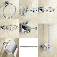 Ensemble d'accessoires de bain - Luxury Chrome Color Brass Affairs de salle de bain Anneau de serviette de serviette de gobelet