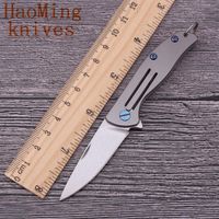 Key ring pocket folding knife D2 blade camping survival key chains fruit knives Titanium Alloy Handles outdoor hunting EDC tools K2619