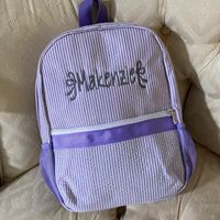 Backpack Purple Backpack Seersucker BASSO DI COTTON SCUOLA USA USA MAGRAMENTO DELLA MAGRAMENTO CONSEGLIO BASSE BASSAGGI BAY GRIL PRE-SCHOOL TOTE con tasche a maglie Domil106187