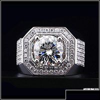 Wedding Rings Jewelry Drop Delivery 2021 Top Sell Luxury Male 925 Sterling Sier Round Cut White Topaz Pave Cz Diamond Gemstones Men A59Bd