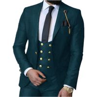 Handsome One Button Groomsmen Peak Lapel Groom Tuxedos Mens Wedding Dress Man Jacket Blazer Prom Dinner suits Jacket Pants Tie Vest W873