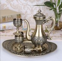 Hip Flasks 1set Jug plate four cups Ancient style wine jug household white wine cup spirits set goblet metal