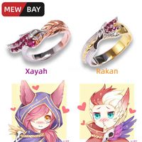 S925 Sterling Silver Couple Rings Lol Xayah and Rakan Ring League of Game Peripherals Legends Lovers Men Women Girlfriend Gifts