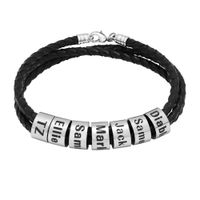 Fashion Charm Bracelets personalized men's braided leather stainless steel beads charm bracelet Father's Day gift AB692