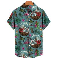 Men's Dress Shirts Hawaiian Fruit Print Men Shirt Short Sleeve Pineapple Pattern Fashion Casual Top Loose SummerMen's