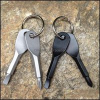 1 Set Edc Mtifunction Screwdriver Key Shape Stainless Steel Mini Slotted Phillips Screwdrivers Keychain Pocket Repair Tool Wholesale Drop De