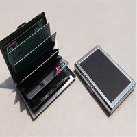 Business ID Kreditkort Plånbokshållare Läder i rostfritt stål Metallfodral Box Sell Cool Card Holder C08952656