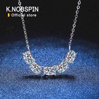 K.NOBSPIN Moissanit Halskette 925 Soild Sterling Sliver Kette Oval D VVS1 Lab dimonds mit Zertifikatfeinschmuck für Frauen