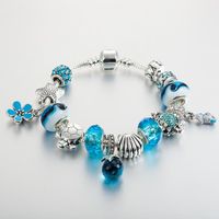 Braccialetti fascino smalto starfish incantesimi di pesce braccialetti sottili color argento blu cristallo perle murano bracciale per donne b16194charmm