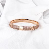 Fashion Classic Personalized Design Bangle Stainless Steel Zircon Letters Iced Out 18k Rose Gold Bracelet For Women Bohemian Promi217z