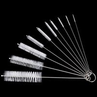 10Pcs Set Stainless Soft Hair Suction Glass Tube Cleaner Brushes Nylon Bottle Fish Tank Pipe Brush Household cleaning tools