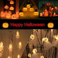 Stringa Luci a LED Halloween LED, 1.5m 10Leds Pumpkin BAT LUCI BATTERIA FAIRY per la lampada da decorazione