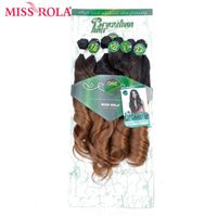 Miss Rola Ombre Wavy Hair Bundles Synthetic Hair Extensions Loose Wave Bundles T1B 30 18-22'' 6pcs Pack Hair Weaves Free Closure H220429